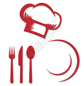 红厨房厨师设计 Logo 模板 主餐厅Logo 库存说明图片