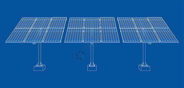 太阳能电池板概念  3 的矢量渲染框架蓝图绘画力量环境保护环境储蓄发电机插图工程图片
