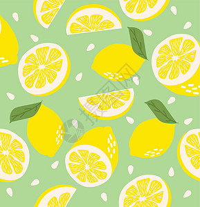 黄色新鲜柠檬(无缝背景)图片