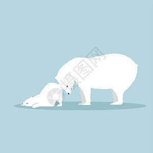 北极熊与幼熊矢量图片