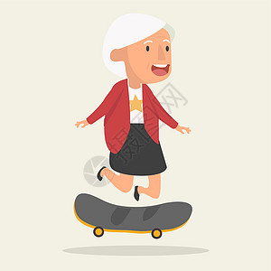 女老人跳滑板角色图片