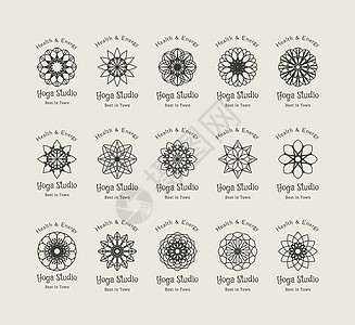瑜伽工作室矢向逻辑模板集身体标识温泉平衡保健冥想生活徽章身份卫生图片