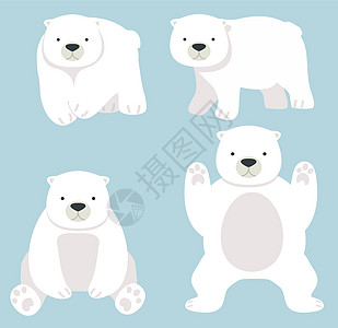 北极熊有趣的北极熊 卡通矢量集图片