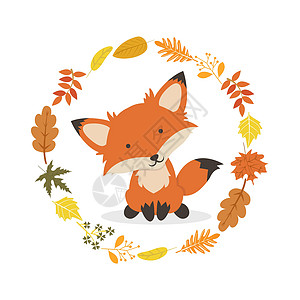 有叶子的狐狐 装饰圆圈设计图片