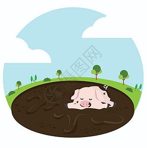 小猪在泥坑里玩图片