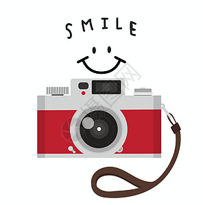 红色古老的照相机带 有时装字母风格     微笑图片