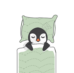 毛毯中可爱的企鹅睡眠卡通图片