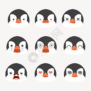 北极企鹅卡通企鹅面对情感组插画