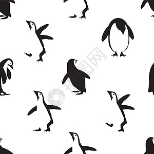北极企鹅Doodle 企鹅黑无缝模式插画