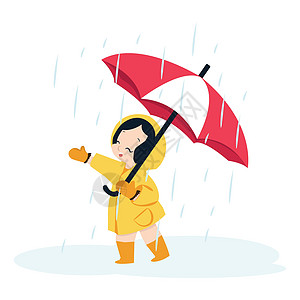 穿雨衣带雨伞的可爱女孩图片