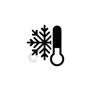 寒冷天气温度计低温霜冻 平面矢量图标说明 白色背景上的简单黑色符号 用于 web 和移动 UI 元素的寒冷天气温度计标志设计模板图片