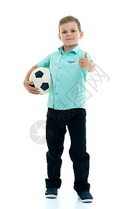 一个小男孩举起一只手指 情感和T的概念微笑喜悦男性手势活动解决方案乐趣青年快乐幸福图片