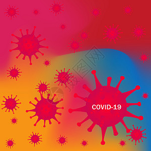冠状病毒病 COVID-19 感染 数字线抽象彩色背景与波浪 时尚线条艺术构成 病原体呼吸道流感 covid 病毒细胞背景图片