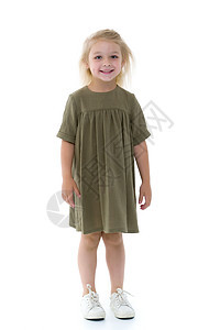 穿浅色暑期礼服的可爱小女孩女孩乐趣晴天裙子童年草地太阳孩子婴儿快乐图片