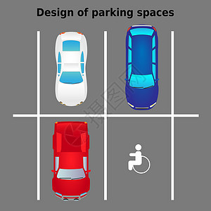 顶视图城市停车场矢量图 平面样式的不同汽车 停车区车辆街道交通图表插图司机沥青商业横幅路标图片