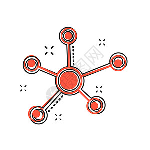 漫画风格的矢量卡通社交网络分子图标 分子符号插图象形文字  DNA 业务飞溅效应概念化学品细胞技术生物生物学原子生活化学卡通片药图片