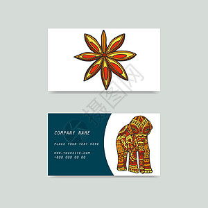 曼陀罗大象卡片框架店铺会员卡打印标签横幅市场销售插图图片