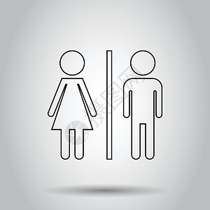 WCtoilet 线矢量图标 男人和女人在白色背景下签到洗手间标签卫生间女士男生女性酒店卫生男性插图标准背景图片