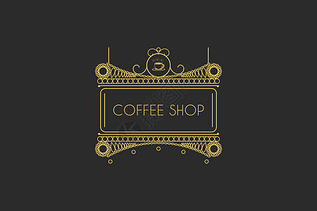 矢量维克力信号板餐厅横幅奢华金子咖啡邮票公司广告徽章招牌图片
