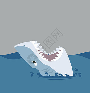 白鲨鱼在海中张嘴图片