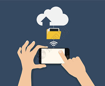手持智能手机 触摸连线在线云存储器图片
