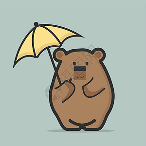 抱着保护伞的可爱熊图片
