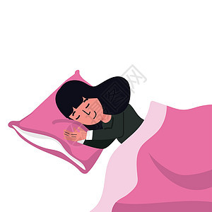 与Pillow和毯子概念睡觉的年轻妇女图片