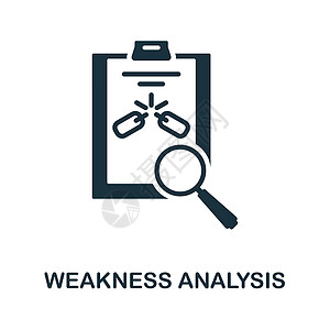 弱点分析图标 企业发展系列中的单色标志 用于网页设计 信息图表等的创意弱点分析图标说明图片