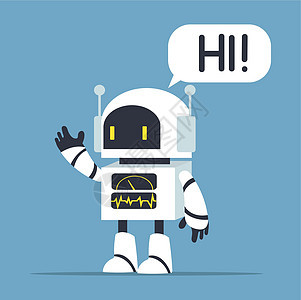 可爱的白色机器人人物打招呼图片