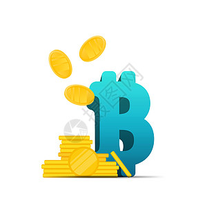 Bitcoin标志和金币孤立在白色背景上 用于设计金融与投资主题的元素 矢量图片