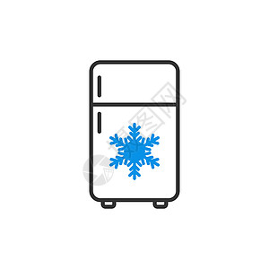 平面样式的冰箱冰箱图标 白色孤立背景上的冷冻容器矢量图解 冰箱经营理念冷藏冻结金属家具技术食物插图电气冷却器产品图片