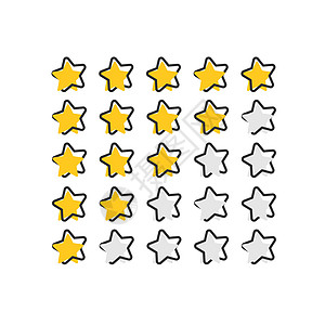 漫画风格的矢量卡通客户评论图标 星星排名概念插图象形文字 评级反馈产品飞溅效果概念图片
