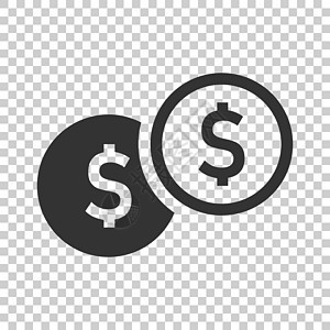 平面样式的硬币堆栈图标 孤立背景下的美元硬币矢量图解 金钱堆积的经营理念金属网络支付薪水插图市场投资利润货币金融图片