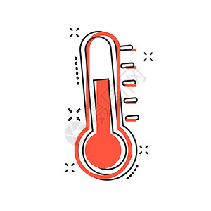 漫画风格的矢量温度计图标 目标标志插图象形文字 温度计业务飞溅效果概念乐器仪表季节指标药品天气冻结医疗测量技术图片