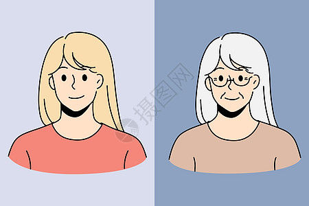 年轻和老妇人面孔比较图片