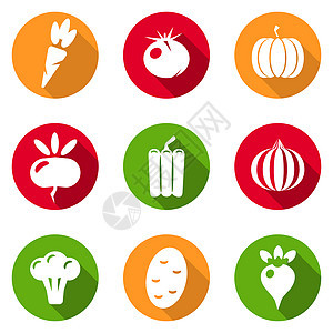 蔬菜图标平板套件土豆洋葱南瓜收藏黄瓜玉米水果插图叶子图片