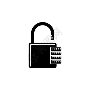组合挂锁密码密码锁 平面矢量图标说明 白色背景上的简单黑色符号 用于 web 和移动 UI 元素的组合挂锁密码锁标志设计模板图片