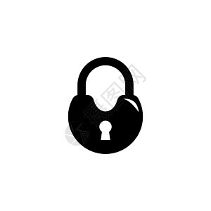 封闭式谷仓挂锁保护锁 平面矢量图标说明 白色背景上的简单黑色符号 用于 web 和移动 UI 元素的封闭式谷仓挂锁保护锁标志设计图片