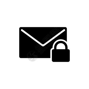 安全信件锁保护邮件 平面矢量图标说明 白色背景上的简单黑色符号 用于 web 和移动 UI 元素的安全字母邮件签名设计模板图片
