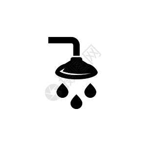 浴室淋浴喷头 平面矢量图标说明 白色背景上的简单黑色符号 用于 web 和移动 UI 元素的浴室标志设计模板图片