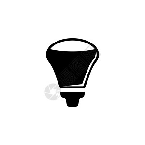 Led 灯泡二极管生态灯灯泡 平面矢量图标说明 白色背景上的简单黑色符号 用于 web 和移动 UI 元素的 Led 灯泡二极管图片