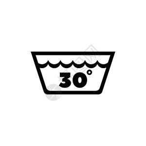 精致温和的 30 度洗衣 平面矢量图标说明 白色背景上的简单黑色符号 用于 web 和移动 UI 元素的精致洗衣标志设计模板图片