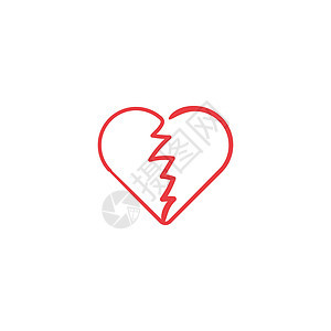 线性手绘破碎的心 iconheart 两部分 离婚图标 在白色背景上孤立的股票矢量图图片