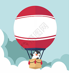 带企鹅的热空气气球图片