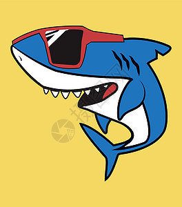 带有红眼镜的可爱鲨鱼漫画字典图片