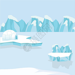 北极冰山和雪中的山脉图片