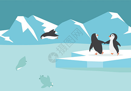 冬季北极北极极北极企鹅群背景图片