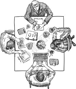 办公室顶级vie咖啡桌子技术商业监视器文书插图雇员人士电脑图片