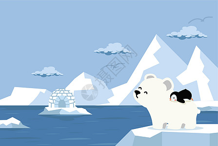 北极熊与小企鹅北极北极图片