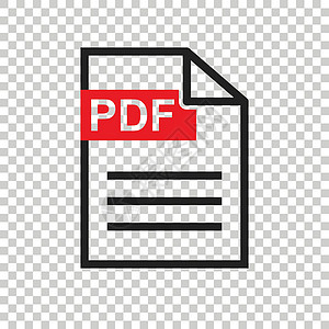 PDF 下载矢量图标 商业营销互联网概念的简单平面象形图 孤立背景上的矢量图解按钮电脑文档正方形插图标签白色格式依恋红色图片